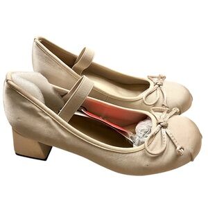 New CIDER Bow Decor Satin Heeled Mary Jane Shoes size 38